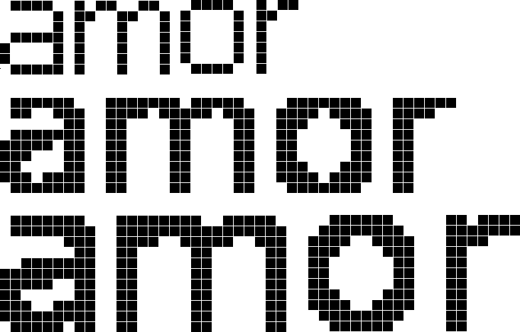 3 shows a bitmap font written on different point sizes on the computer screen. Bitmap fonts were used in the early days of computer fonts and are mostly replaced by outline fonts. 